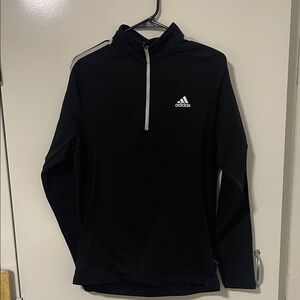 Adidas Black and White Quarter-Zip Top